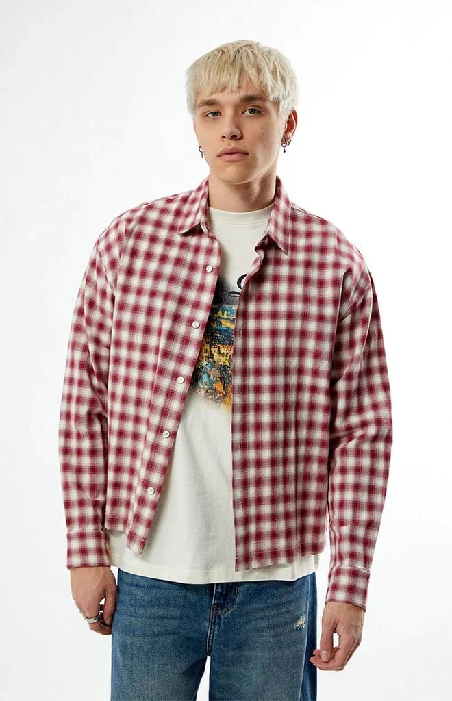 PacSun Red Plaid Long Sleeve Button Down Shirt 1
