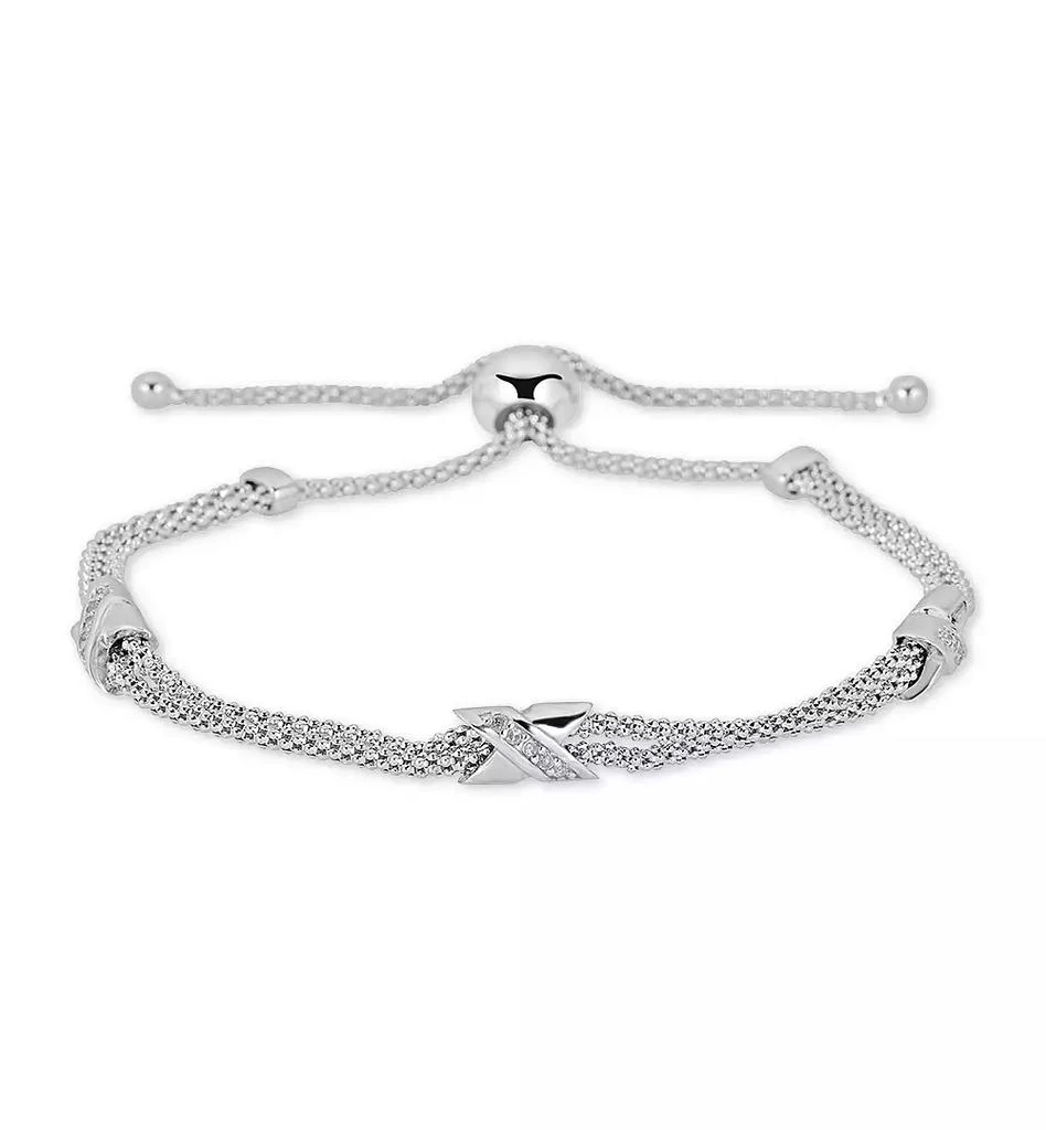 Macy's Diamond X Bolo Bracelet (1/8 ct. t.w.) in Sterling Silver 1