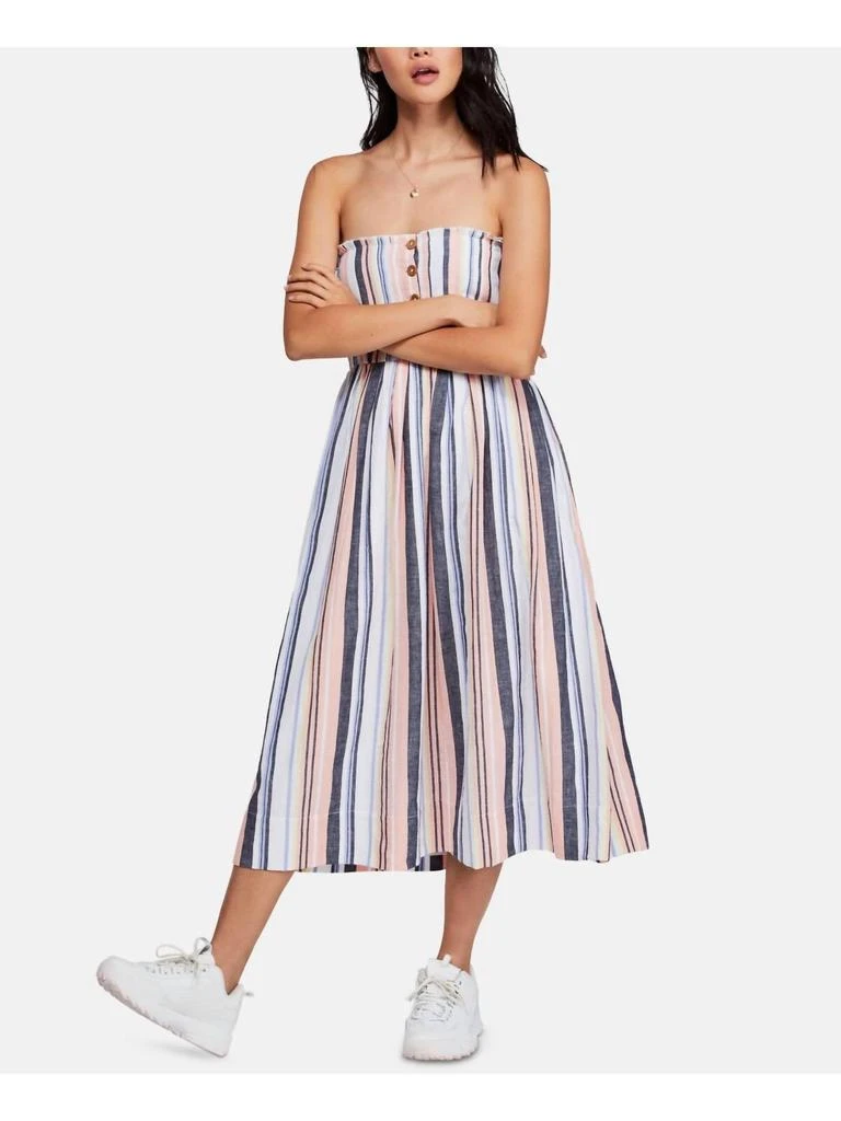 Shop Free People - Lilah Striped Pastel Cotton Dress Bohemian Fit And Flare  on Sale at BeyondStyle  Get 49% Off Free People - Lilah Striped Pastel  Cotton Dress Bohemian Fit And