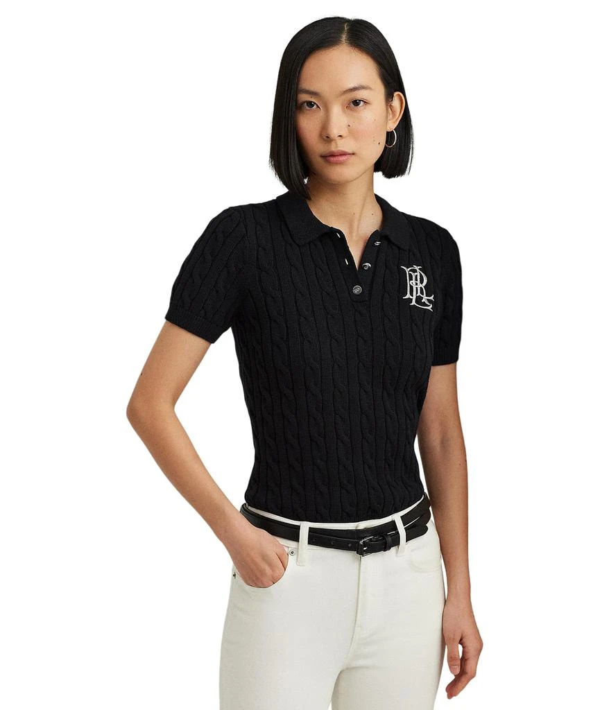 Ralph Lauren Cable-Knit Cotton Polo Sweater 1