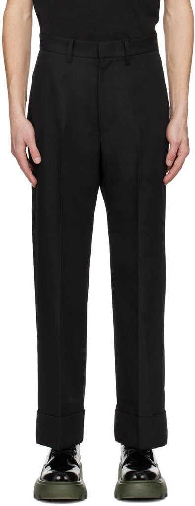 ATTACHMENT Black Cuffed Trousers 1