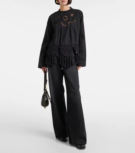 Isabel Marant Severine open-knit macramé cotton blouse 2
