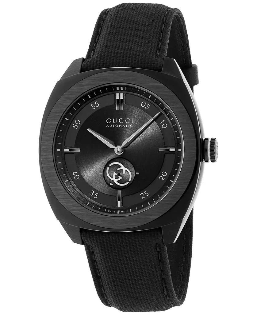 Gucci Men's Swiss Automatic Interlocking Black Rubber Strap Watch 41mm 1