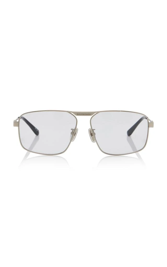 Balenciaga Balenciaga - Tag 3.0 Aviator-Frame Metal Sunglasses - Silver - OS - Moda Operandi 1