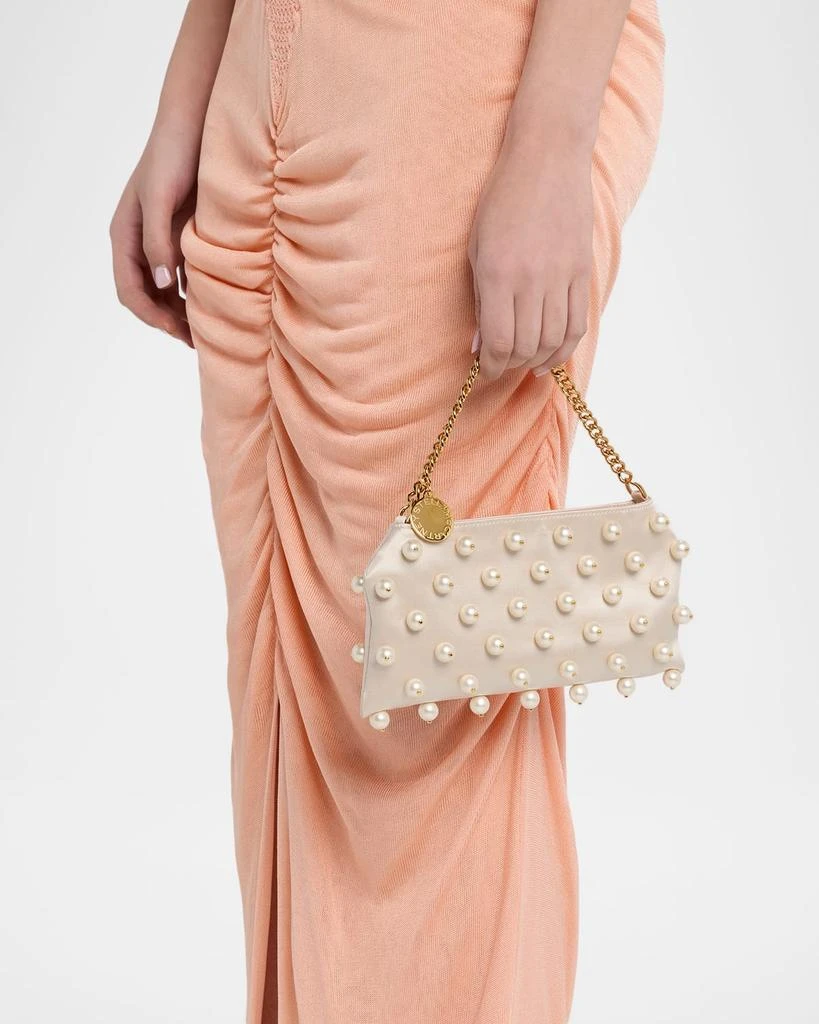 Stella McCartney Falabella Mini Pearly-Embellished Satin Clutch Bag 2