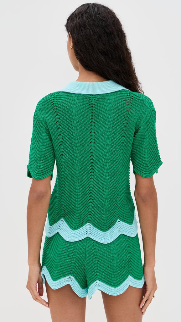 English Factory Scallop Short Sleeve Knit Polo