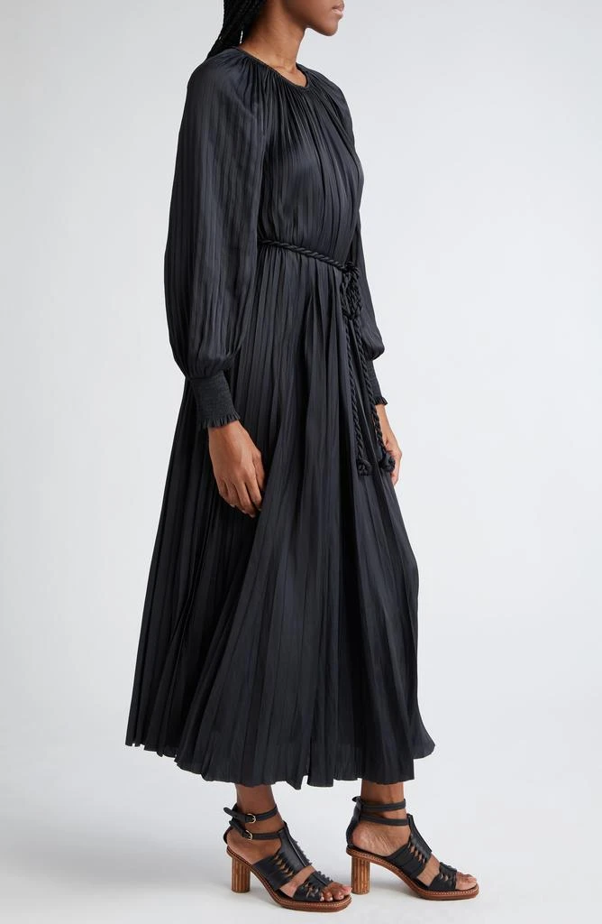 Ulla Johnson Zora Long Sleeve Pleated Satin Maxi Dress 3