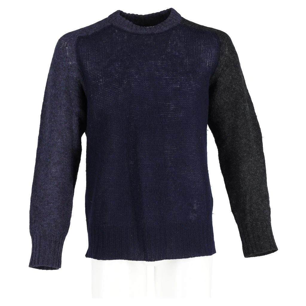 MAISON MARGIELA Color Block Sweater in Navy Blue Wool 3