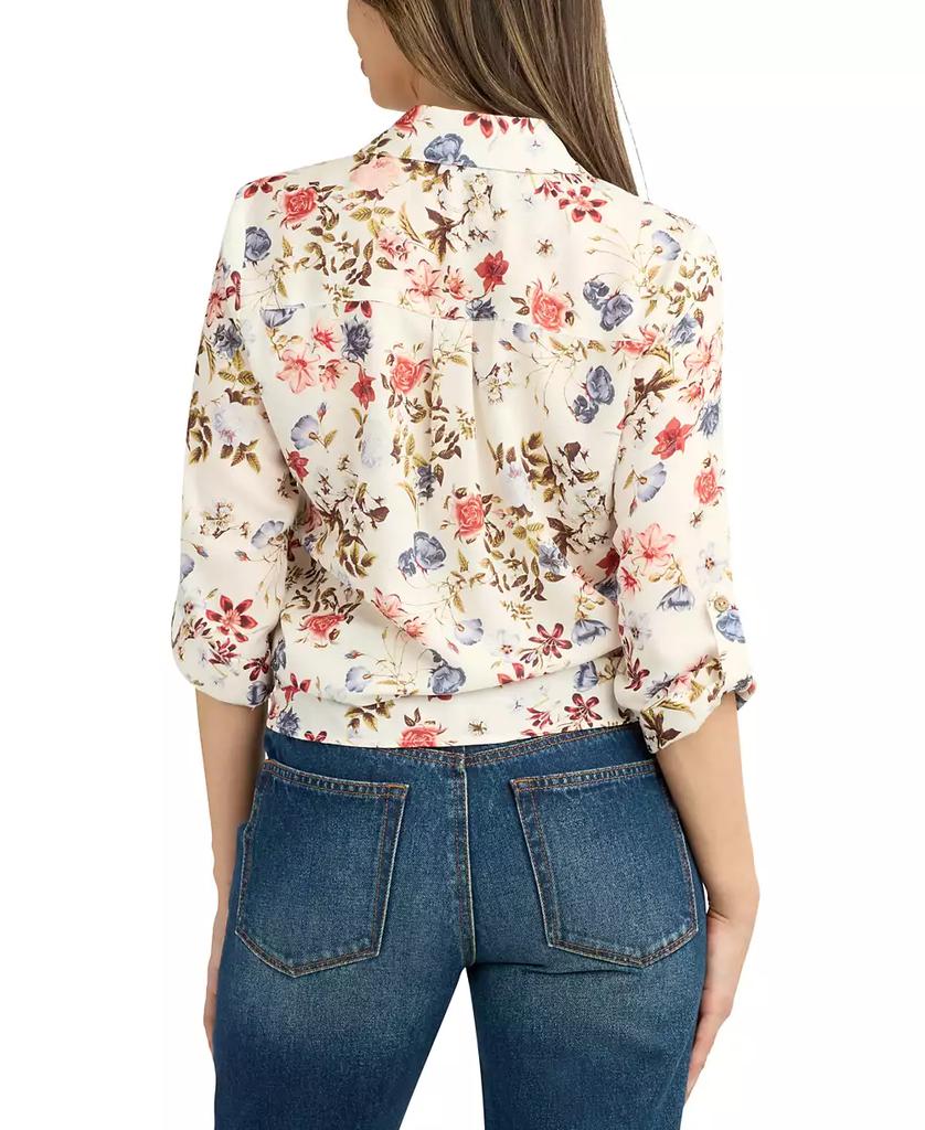BCX Juniors' Tie-Hem Floral-Print Shirt