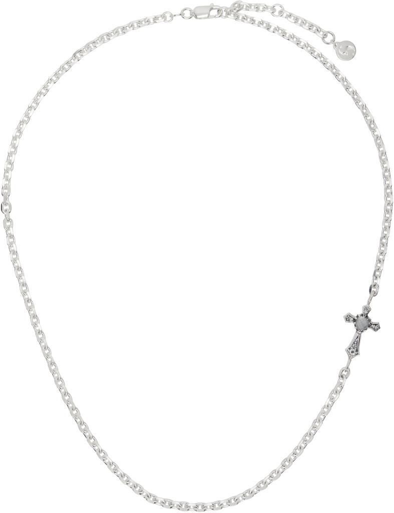 Stolen Girlfriends Club SSENSE Exclusive Silver Gothic Side Cross Necklace