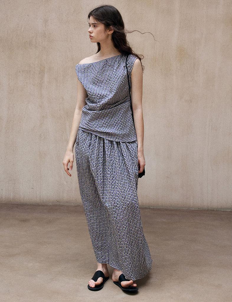 Pixie Market Gingham Cocoon Skirt-PREORDER