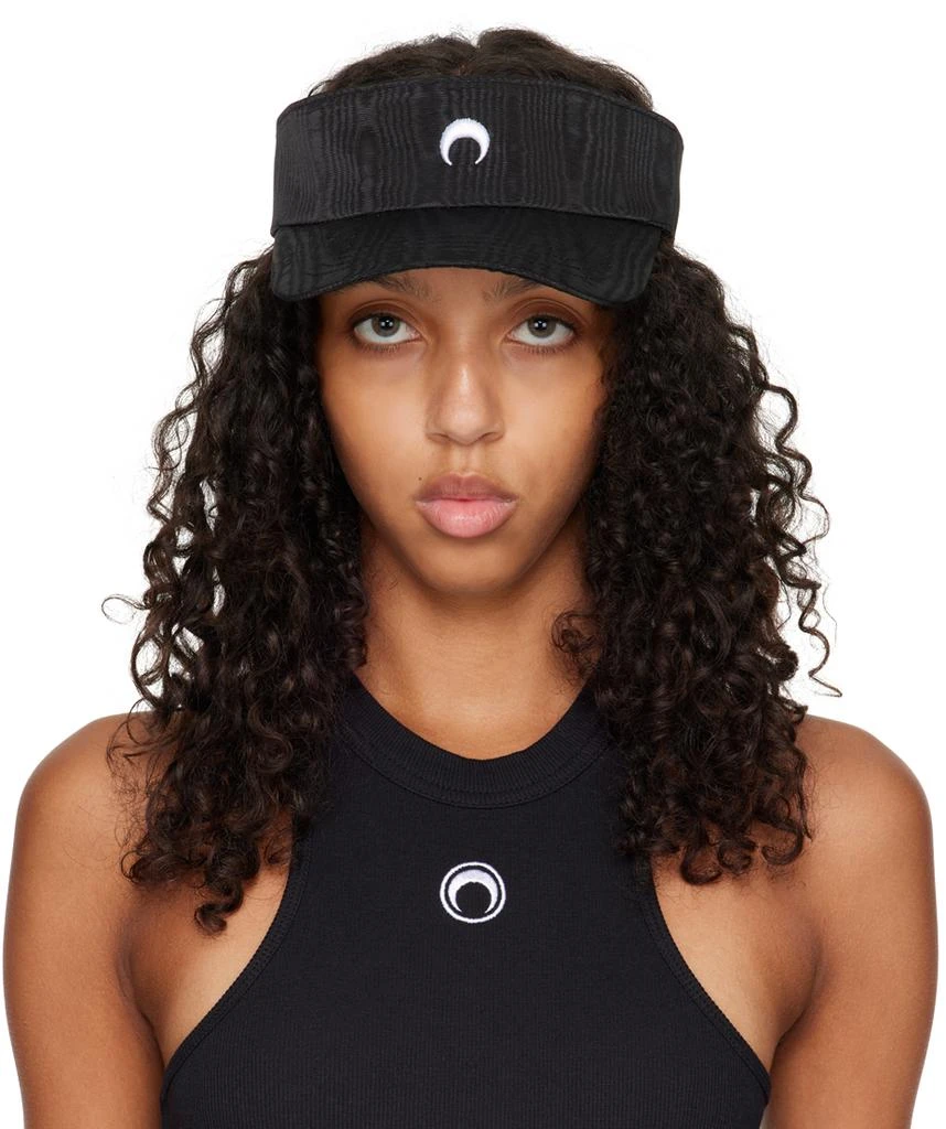 MARINE SERRE Black Embroidered Visor 1