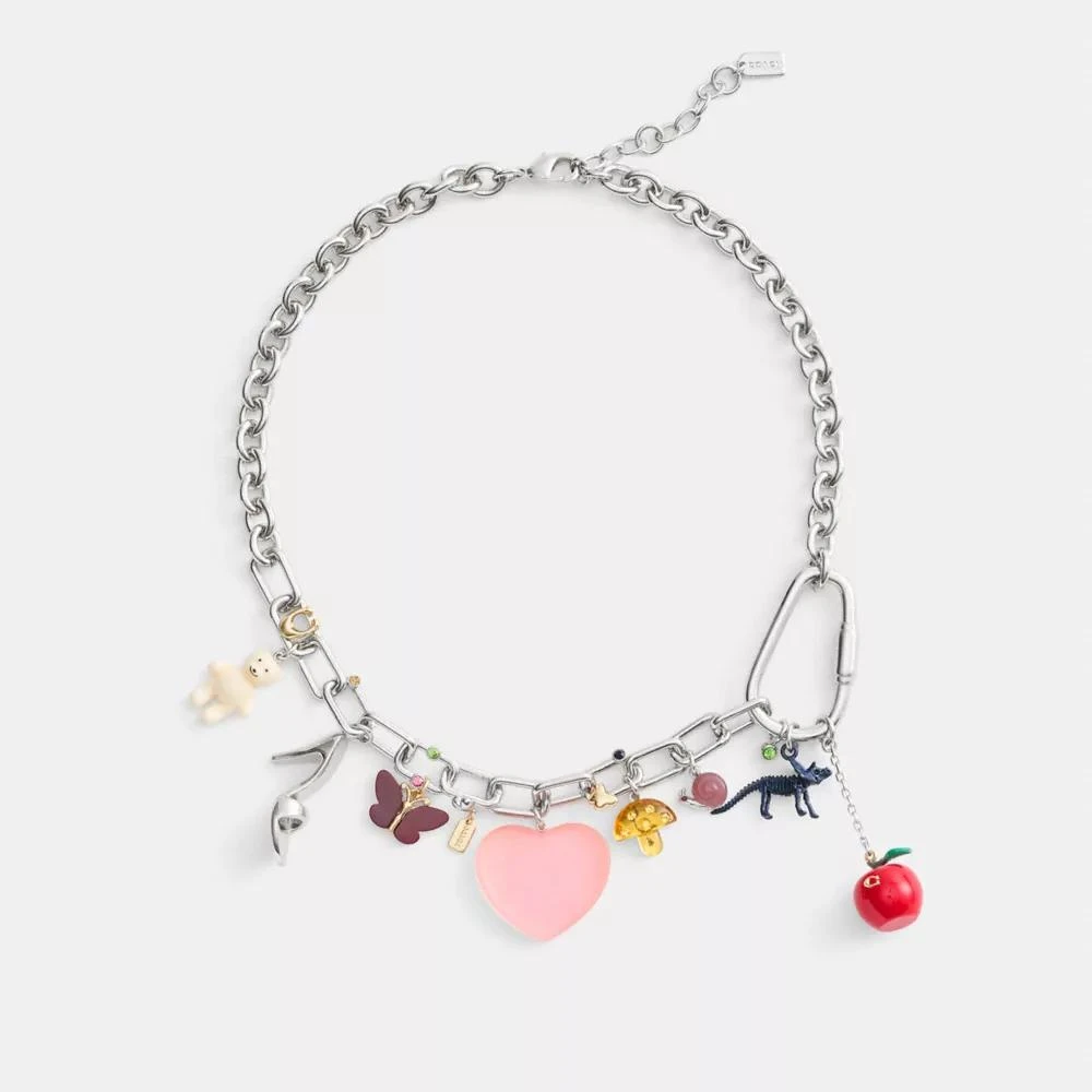 Coach Heart And Teddy Bear Statement Charm Necklace 2