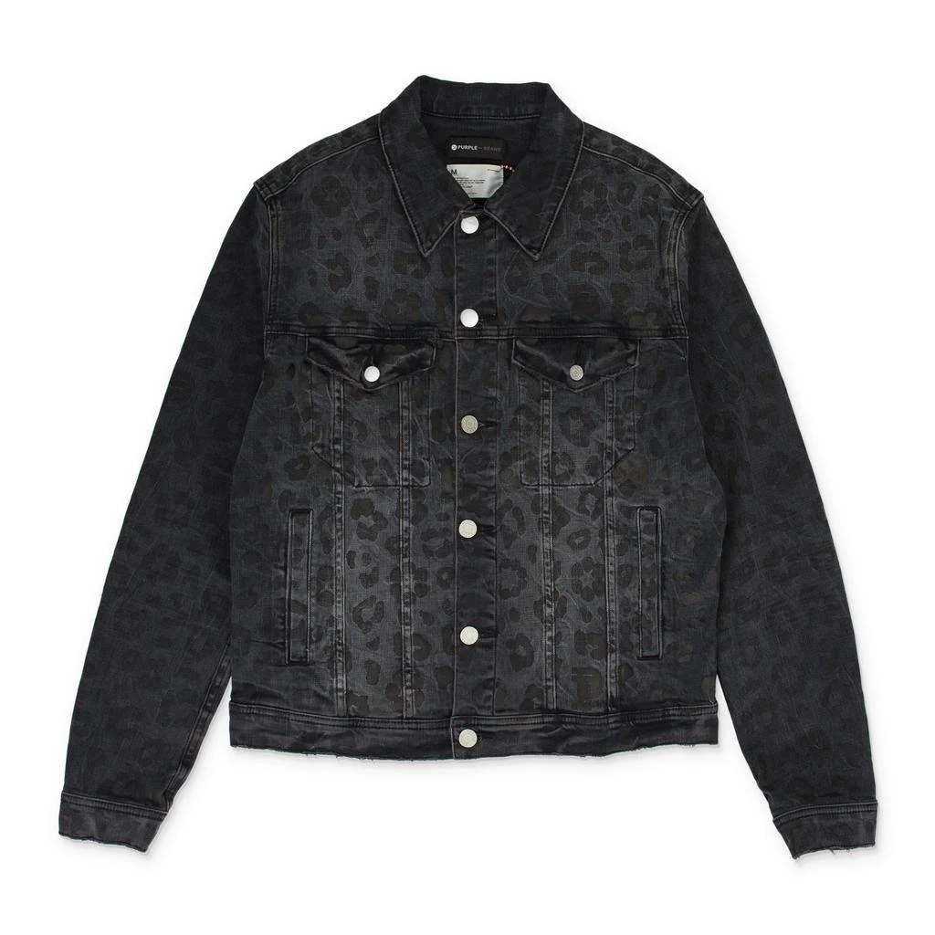 Purple Brand MONOGRAM LEOPARD PRINT TRUCKER Black DENIM JACKETS 3