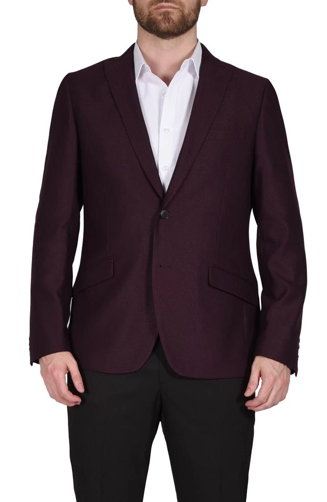 SAVILE ROW CO Burgundy Peak Lapel Slim Fit Blazer 1