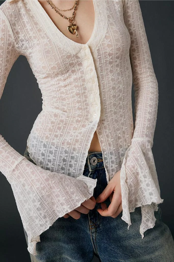 Kimchi Blue Kimchi Blue Abigail Sheer Lace Button Front Flyaway Top 2