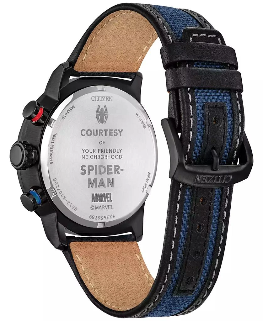 Citizen Eco-Drive Men's Chronograph Marvel Spider-Man Double Vision Blue Nylon Leather Strap Watch 44mm 3