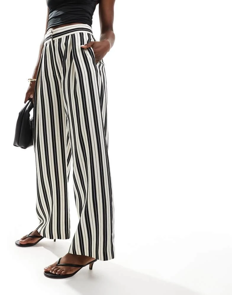 River Island River Island stripe wide leg trouser in black 1