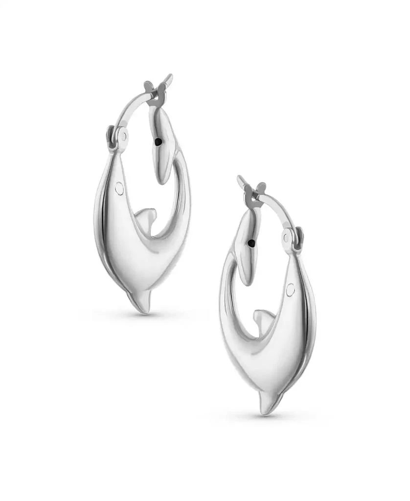 Bling Jewelry Hawaiian Nautical Vacation Honeymoon Ocean Marine Life Dolphin Hoop Earrings Sterling Silver 3