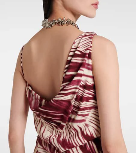 Dries Van Noten Printed draped crêpe gown 7