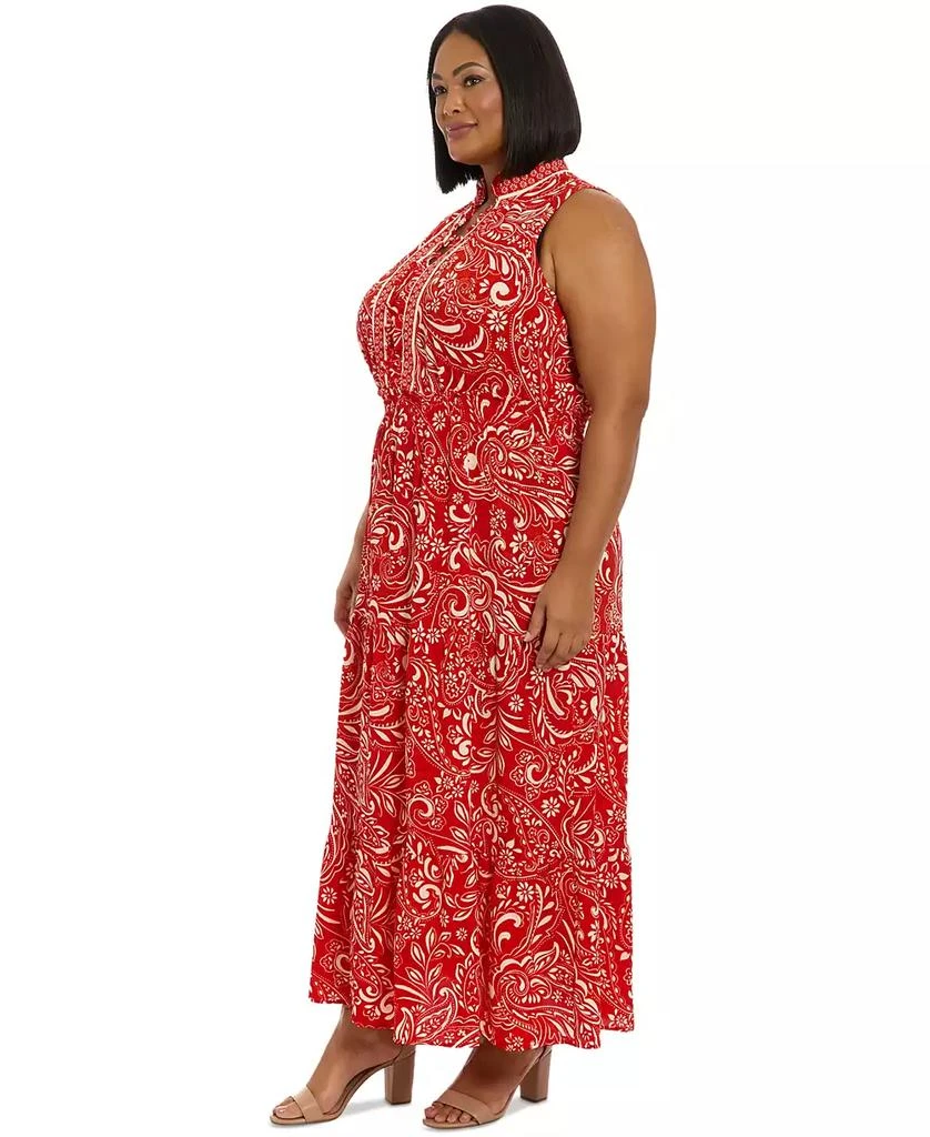London Times Plus Size Ruffled-Neck Tiered Maxi Dress 3