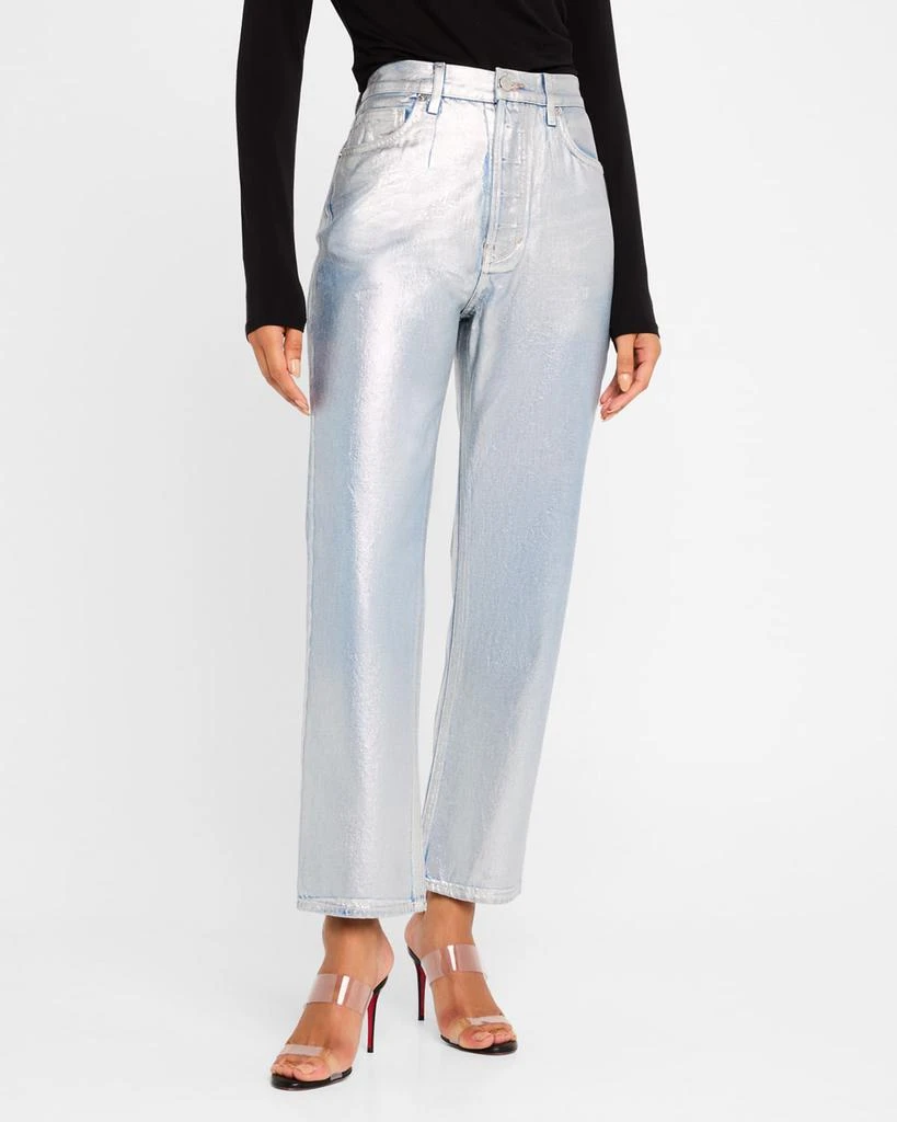 VERONICA BEARD Daniela High-Rise Ankle Straight Metallic Jeans 4