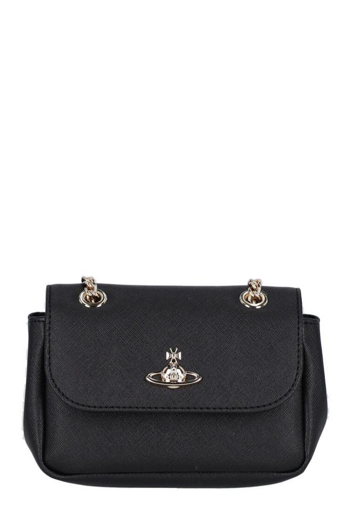 Shop Vivienne Westwood Orb Plaque Foldover Top Shoulder Bag on