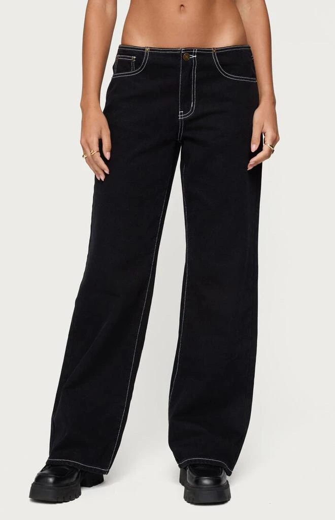 Edikted Contrast Stitch Low Rise Jeans 1