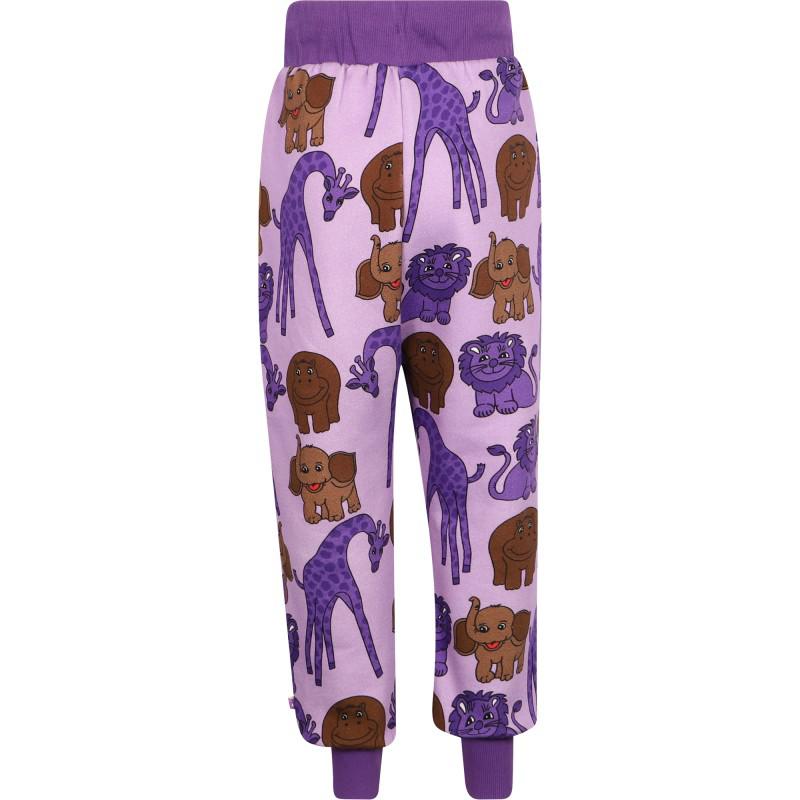 Småfolk Funny animals organic sweatpants in lavender