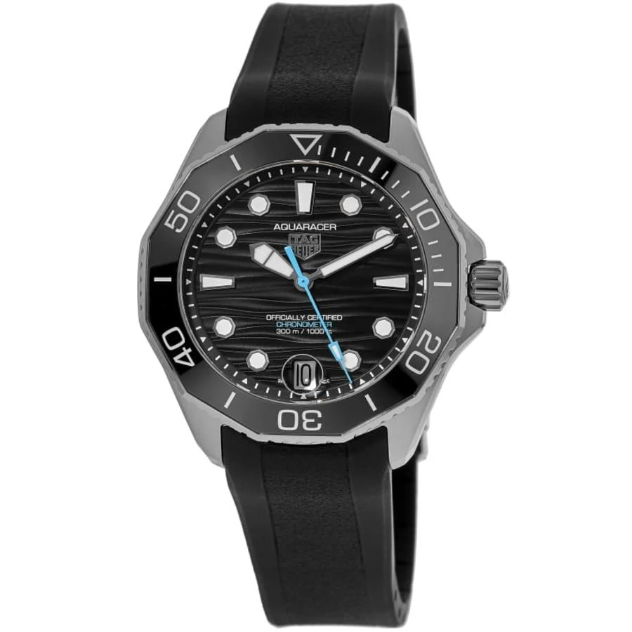 TAG Heuer Aquaracer Professional 300 Date Automatic Black Dial Rubber Strap Men's Watch WBP5110.FT6257 1