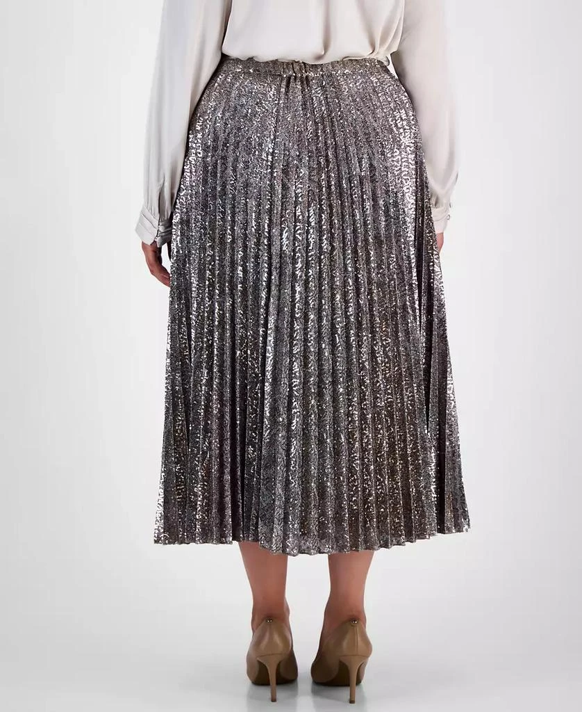 Anne Klein Plus Size Pull-On Pleated Sequin Midi Skirt 2
