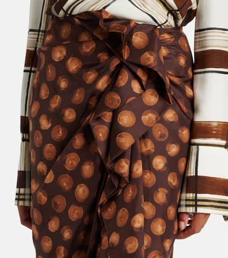 Dries Van Noten Polka-dot gathered silk maxi skirt 4