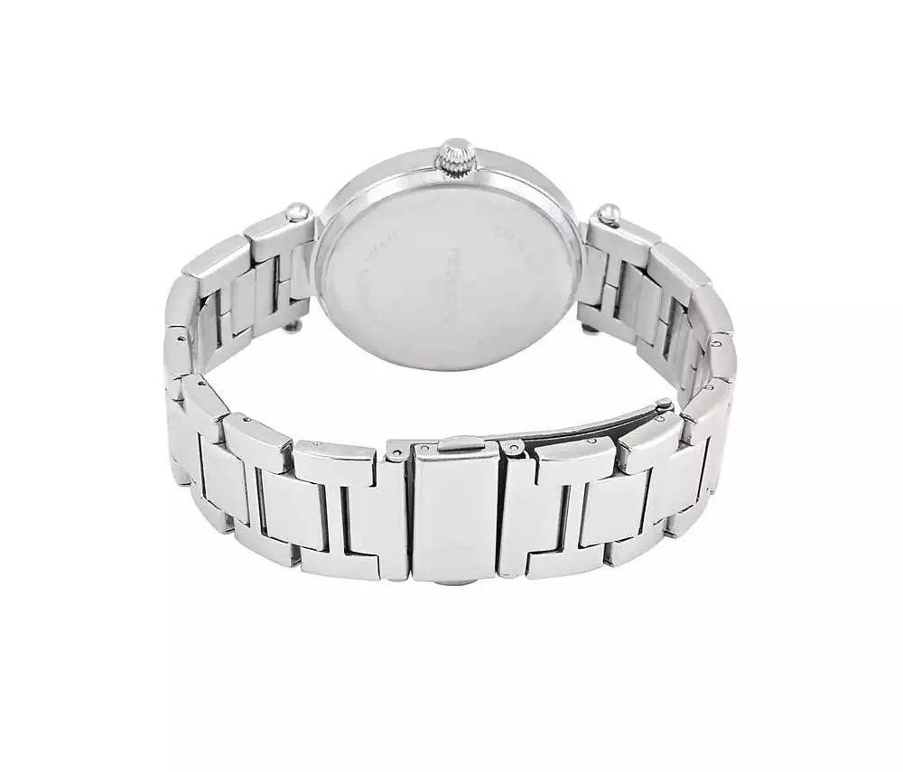 Peugeot Women's Watch Silver Bracelet Strap 38mm Round Case Black Dial with Crystal Bezel 2