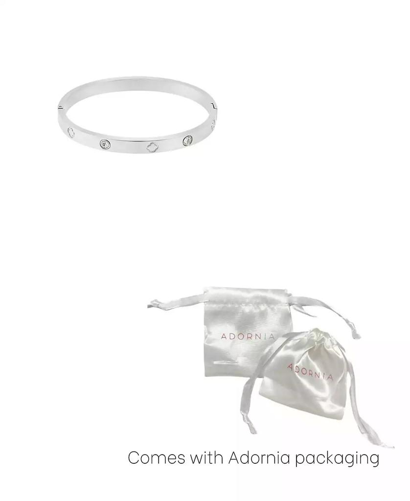 ADORNIA Tarnish Resistant Cubic Zirconia and Clover Bangle Bracelet