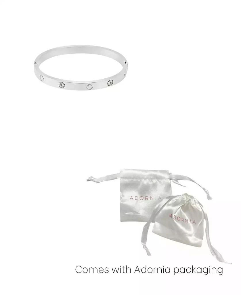 ADORNIA Tarnish Resistant Cubic Zirconia and Clover Bangle Bracelet 2