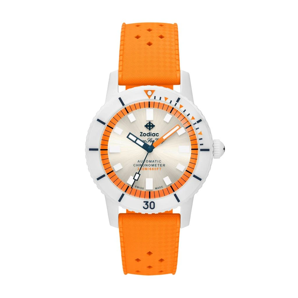 ZODIAC Unisex Super Sea Wolf Compression Automatic, White Ceramic Watch 1