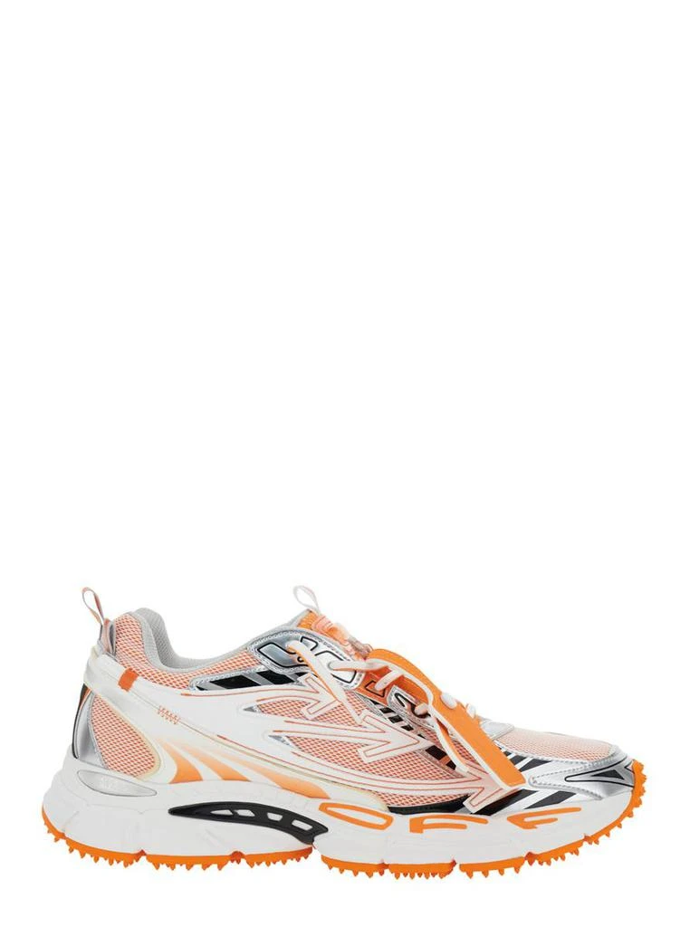 Off-White 'Ow Be Right Back' Orange Low Top Sneakers With Zip-Tie Detail In Mesh And Leather Man 1