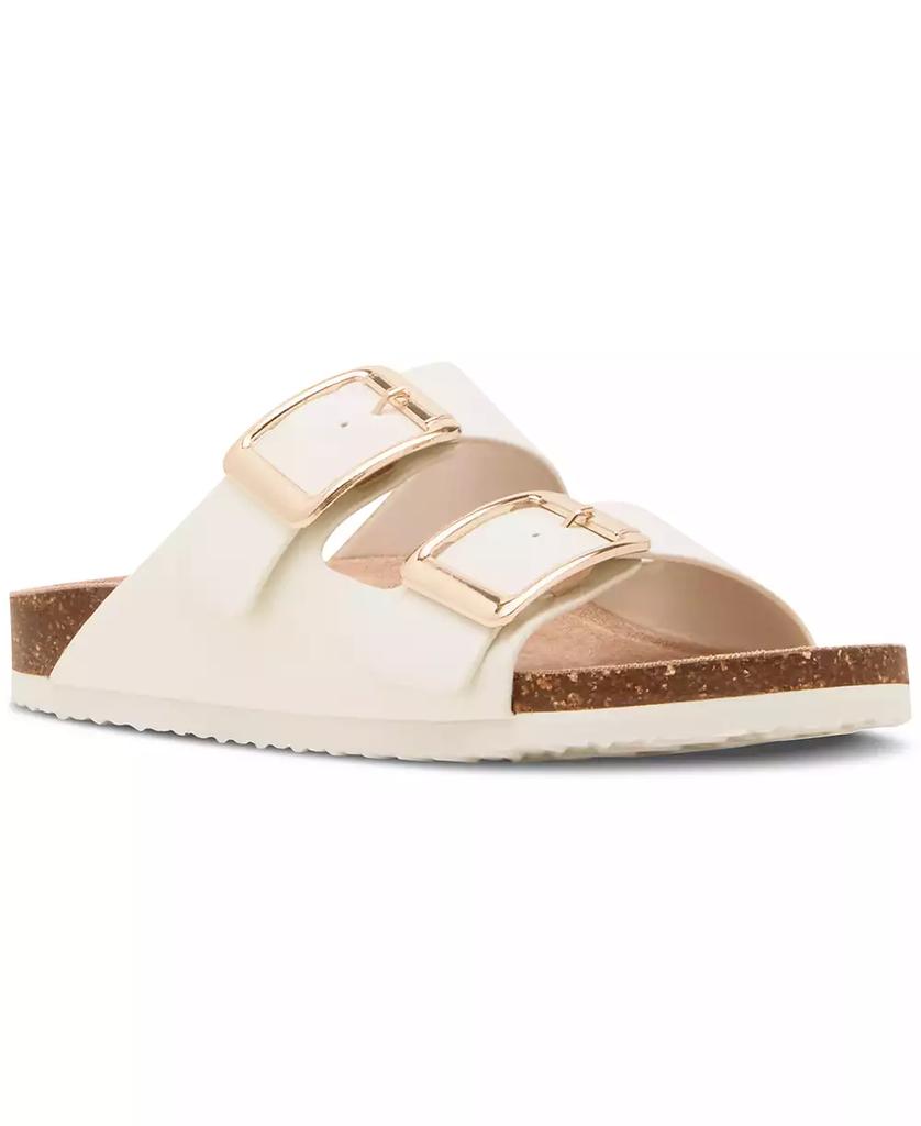 Madden Girl Bodie Buckle Footbed Slide Sandals White Box Patent 9.5M Women s Shoes BeyondStyle