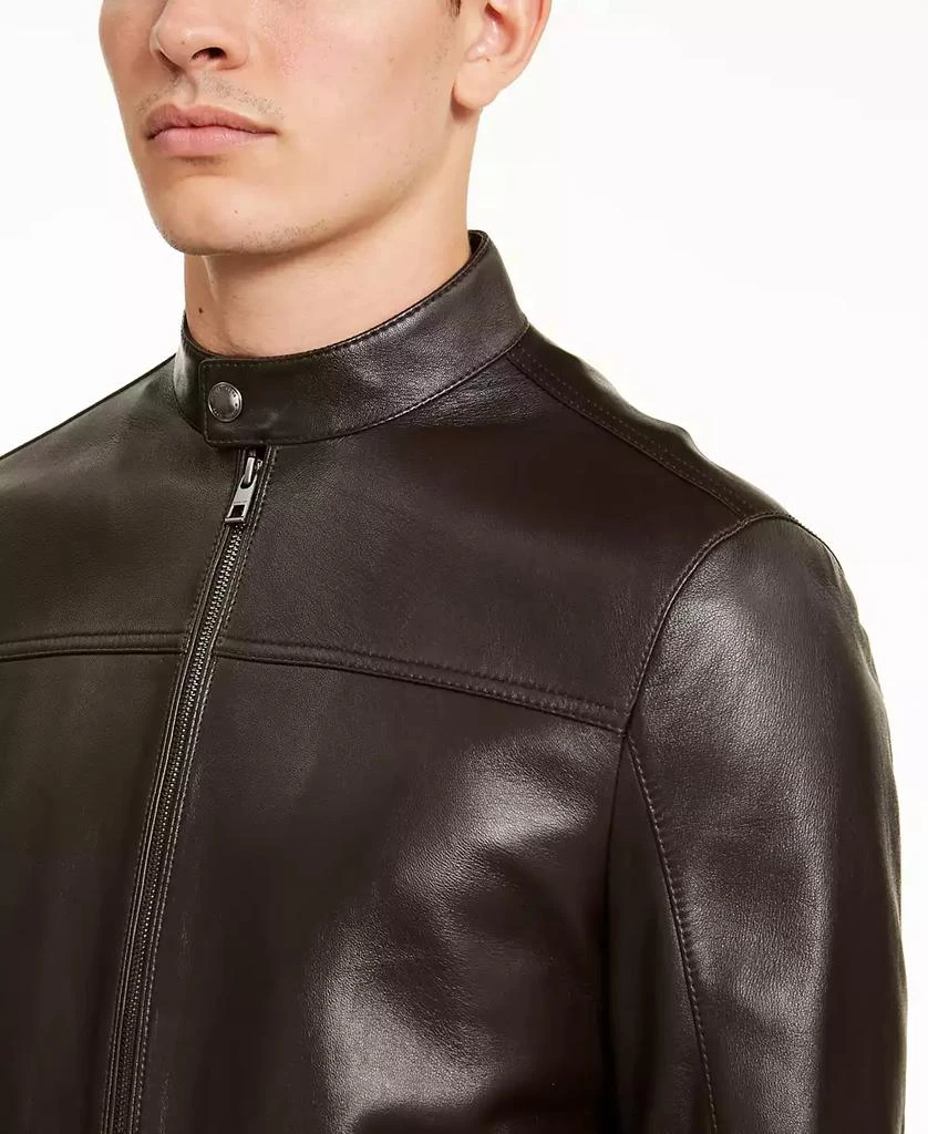 Michael Kors Men's Leather Racer Jacket, Created for Macy's 4