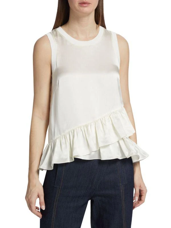 Cinq à Sept Luisa Ruffled Silk Charmeuse Top 1
