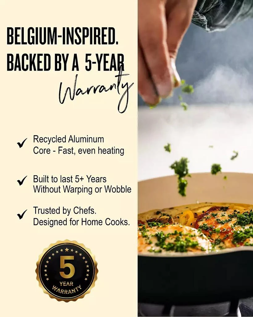 ALVA Neat Nested Nonstick Ceramic Cookware Set 5-Piece - Easy to Clean, Oven Safe and Made without PFAS, PFOA 
PTFE 7