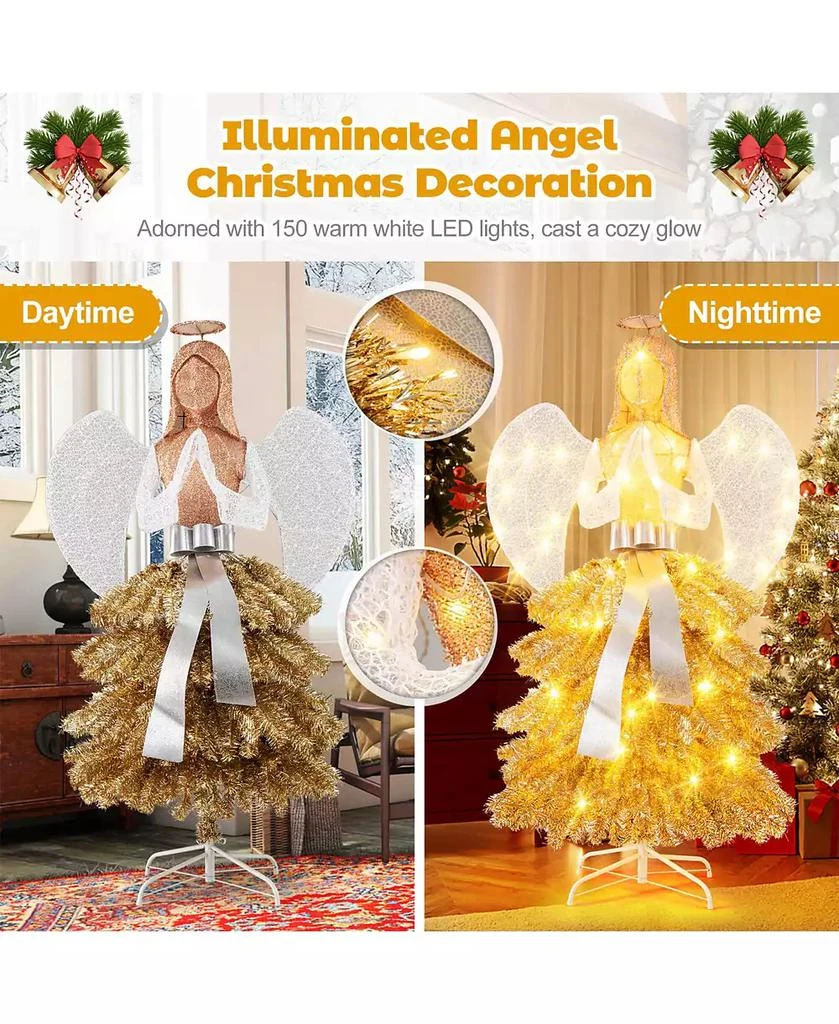 Costway 3 PCS Lighted Penguin Family with 194 LED Lights Zip Ties & Ground Stakes 7