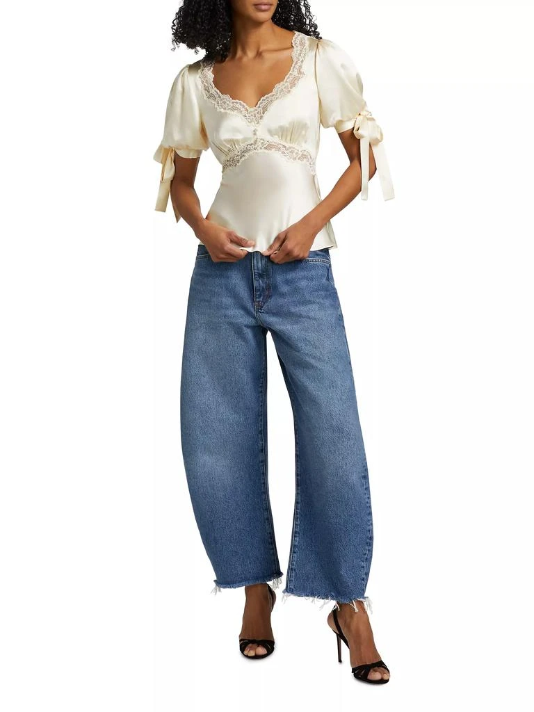 Reformation Dolly Lace-Trimmed Silk Blouse 2