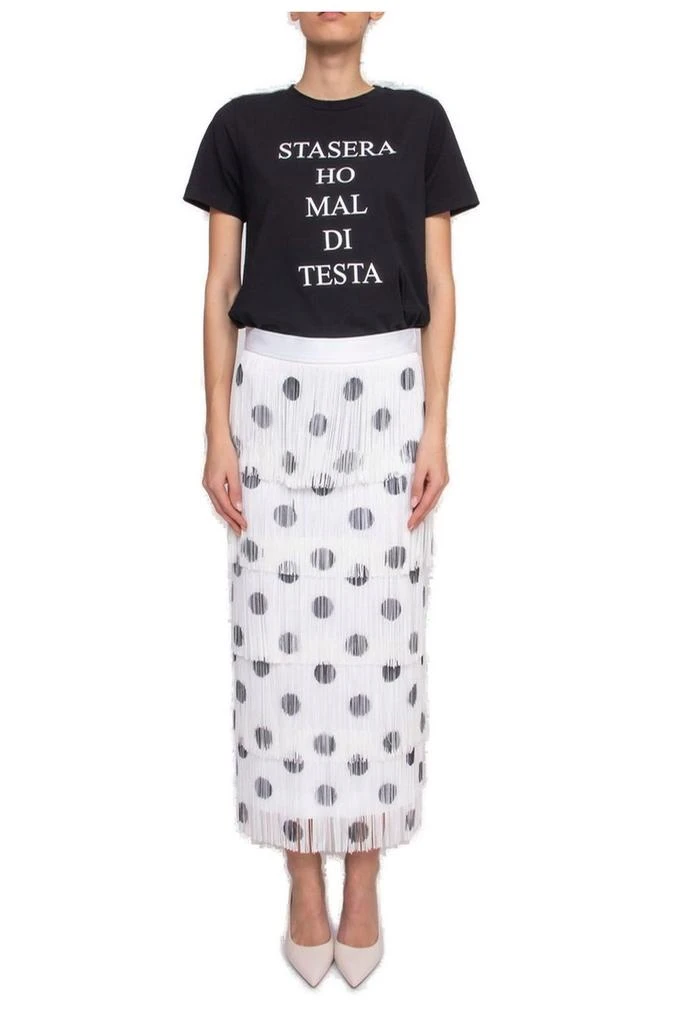 Moschino Moschino Fringe Detailed Polka Dot Printed Midi Skirt 4