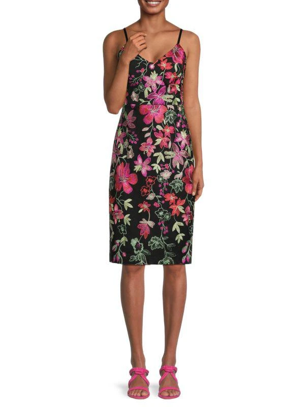 GUESS Floral Embroidered Sheath Dress 1