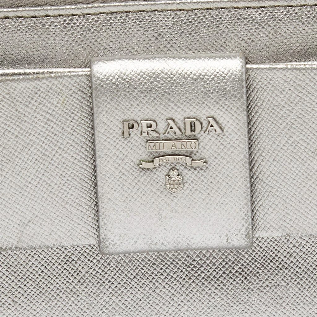 Prada Prada Silver Saffiano Lux Leather Zip Around Wallet 5