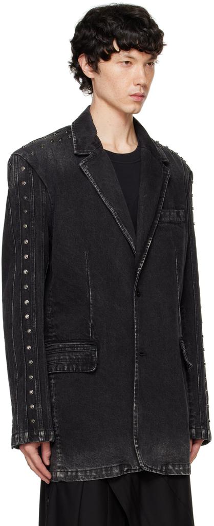 Feng Chen Wang Black Paneled Denim Blazer