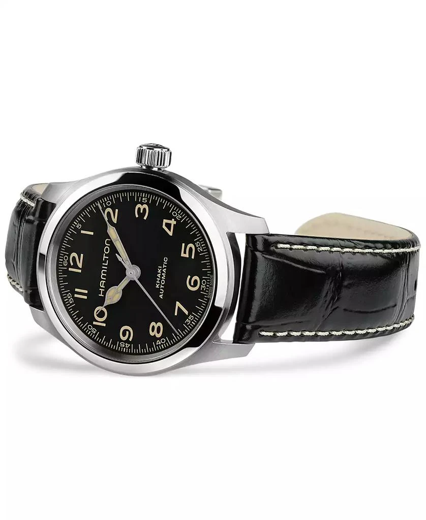 Hamilton Men's Swiss Automatic Khaki Field Murph Black Leather Strap Watch 38mm 2