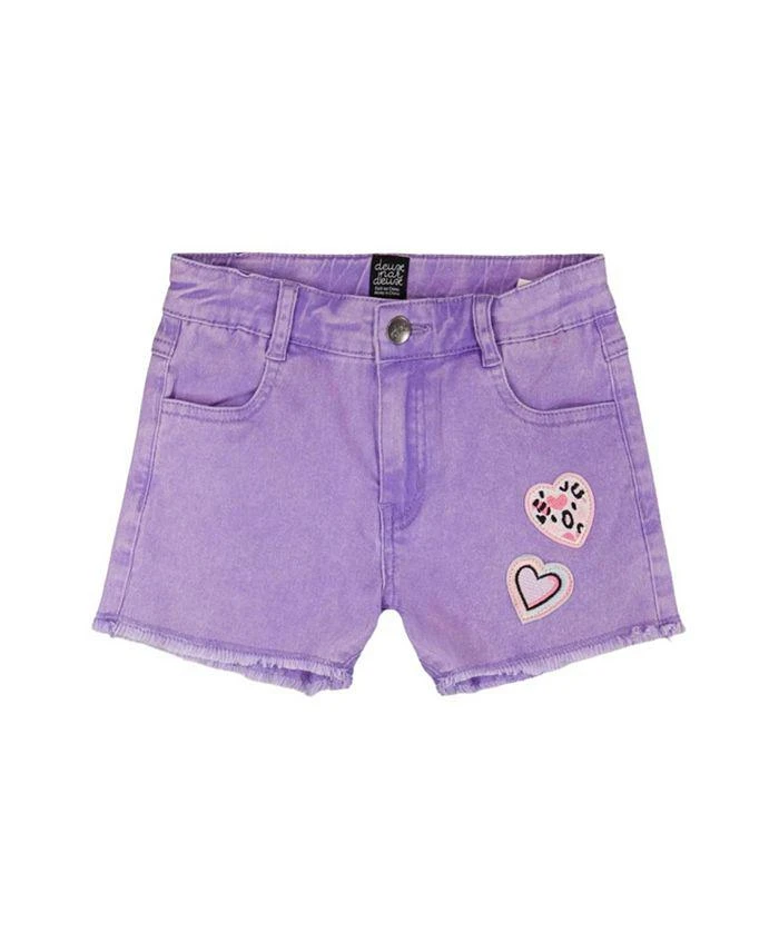Deux par Deux Girls
 Heart Embroidery Denim Shorts - Little Kid