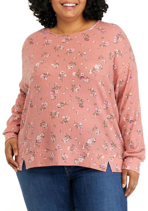 TRUE CRAFT Craft Plus Size Long Sleeve Waffle Knit Top